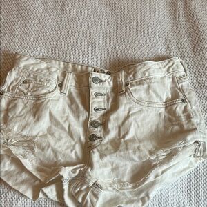 Free People White Jean Shorts Vintage Distressed